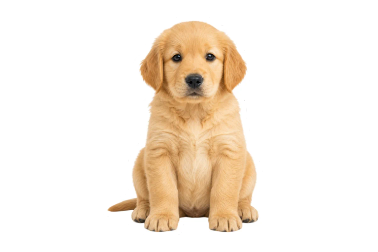 AwaCut ile kesilmiş aynı yavru köpek, basılı etiketlerdeki gibi beyaz kontür kesim kenarıyla, şeffaf arka planda