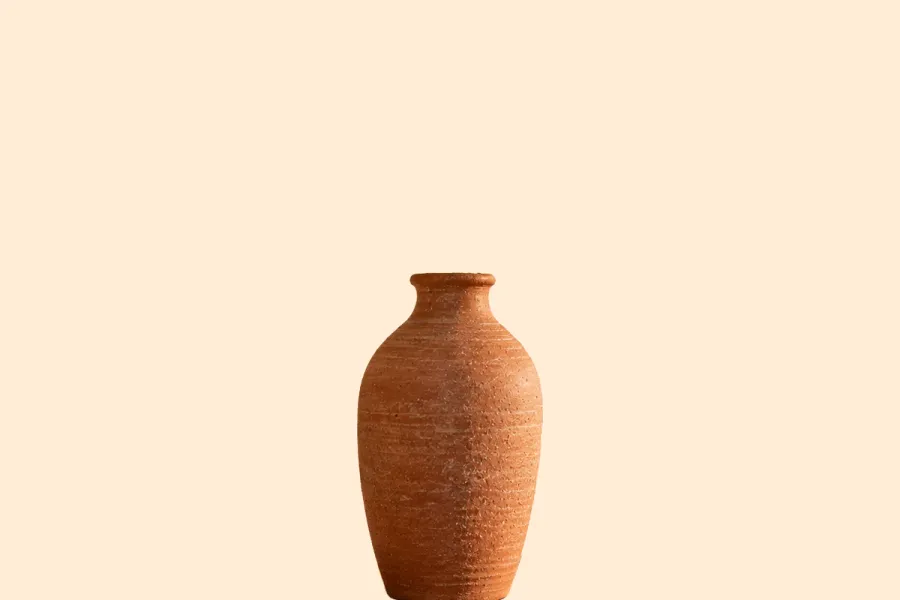 Dieselbe Vase, von AwaCut freigestellt, auf Pfirsichton, bereit für ein Etsy Banner